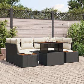 vidaXL Garden Furniture Set 7 pcs Black and Cream 100 x 55 x 73 cm