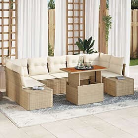 vidaXL Lounge Set with Cushion 8 Pieces Beige Rattan