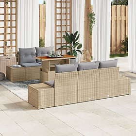 vidaXL Lounge Set with Cushion 6 Pieces Beige Grey 100 x 55 x 73 cm