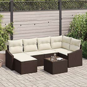 vidaXL Lounge Set with Cushion with Storage 7 pcs Brown Cream