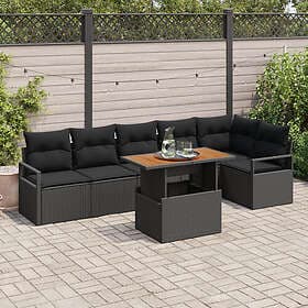 vidaXL Lounge Set with Cushion Black, Brown 100 x 55 x 73 cm 7 pcs
