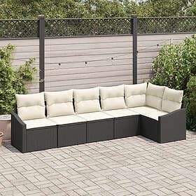 vidaXL Lounge Set with Cushion with Storage 6 pcs Black, Cream