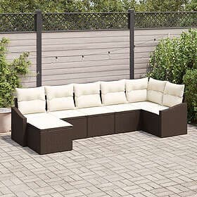 vidaXL Garden Furniture Set with Cushion with Storage 7 pcs Brown, Cream