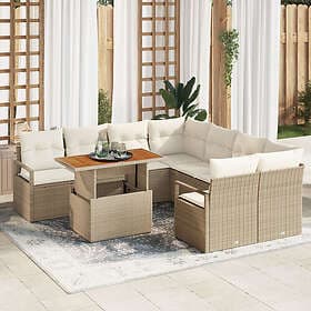vidaXL Lounge Set with Cushion 9 pcs Beige Cream 100 x 55 x 73 cm