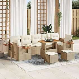 vidaXL Garden sofa set 10 pcs beige and cream white 90 x 55 x 71 cm