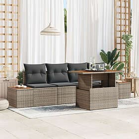 vidaXL Lounge Set with Cushion 5 Pieces Gray Brown 100 x 55 x 73 cm