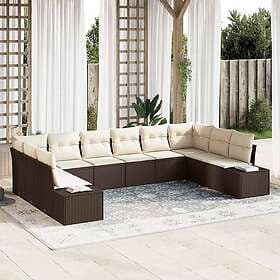 vidaXL Garden sofa set 10 pcs Brown and cream white 344 x 209 x 85 cm