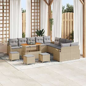 vidaXL Garden sofa set 14 pcs Beige, light grey 110 x 55 x 71 cm