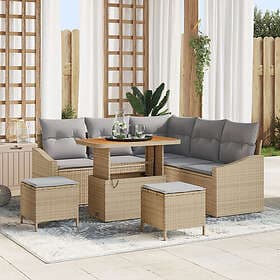 vidaXL Garden sofa set with cushion 8 pcs Beige, light grey 90 x 55 x 71 cm