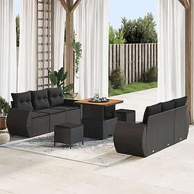 vidaXL Garden sofa set with cushion Manual 9 pcs Black 80 x 80 x 71 cm