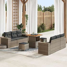 vidaXL Garden sofa with cushion with storage 9 pcs Grey 80 x 80 x 71 cm