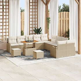 vidaXL Garden sofa set with cushion 13 pcs Beige, Cream 90 x 55 x 71 cm
