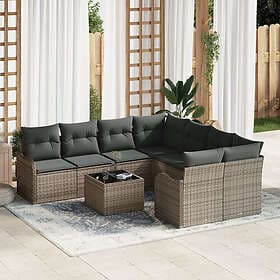 vidaXL Garden sofa set with cushion 9 pcs Grey 55 x 55 x 37 cm Poly rattan