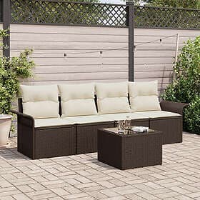 vidaXL Garden sofa set Manual 5 pcs Brown, cream 55 x 55 x 37 cm