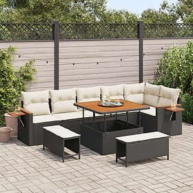 vidaXL 9 pcs Black and Cream White Garden Sofa 100 x 100 x 71 cm