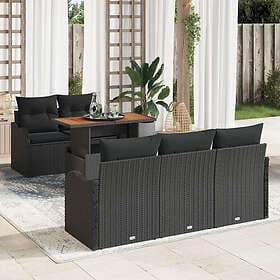 vidaXL Garden sofa set with cushion 6 pcs Black 100 x 55 x 73 cm