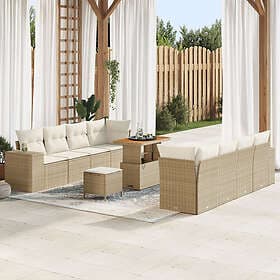 vidaXL Garden sofa set with cushion 11 pcs Beige, Cream 90 x 55 x 71 cm