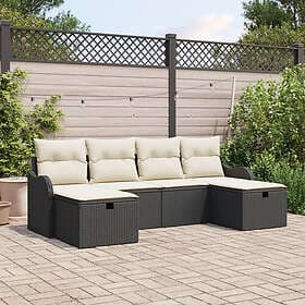 vidaXL Garden sofa set 6 pcs Black and cream white 231 x 117 x 85 cm