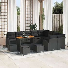vidaXL Garden sofa with cushion 13 pcs Black 110 x 55 x 71 cm