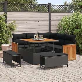 vidaXL Garden sofa set with cushion 8 pcs Black 100 x 100 x 71 cm