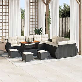 vidaXL Garden sofa set 14 pcs Black and cream white 110 x 55 x 71 cm