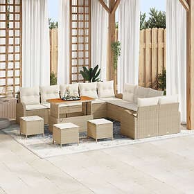 vidaXL Garden sofa set with cushion 14 pcs Beige, Cream 110 x 55 x 71 cm