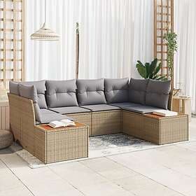 vidaXL Garden sofa set 6 pcs beige and light grey 234 x 154 x 85 cm