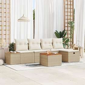 vidaXL Garden sofa set 6 pcs Beige 55 x 62 x 69 cm Poly rattan