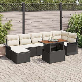 vidaXL Garden sofa set with cushion 8 pcs Black and cream white
