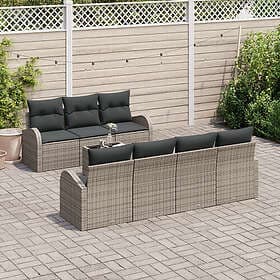 vidaXL Garden sofa with cushion with storage 8 pcs Grey 55 x 55 x 37 cm