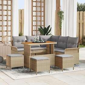 vidaXL Garden sofa set with cushion 9 pcs Beige, light grey 110 x 55 x 71 cm