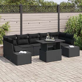 vidaXL Garden sofa set with cushion 8 pcs Black 100 x 55 x 73 cm