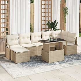 vidaXL Garden sofa set with cushion 8 pcs beige and cream white