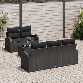 vidaXL Garden sofa set with cushion 6 pcs Black 55 x 55 x 37 cm