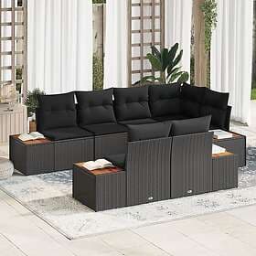 vidaXL Garden sofa set 7 pcs Black 264 x 154 x 85 cm Poly rattan