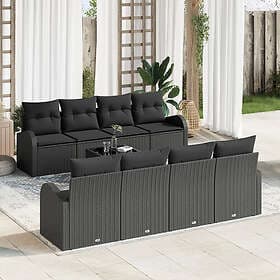 vidaXL Garden sofa set with cushion 9 pcs Black 55 x 55 x 37 cm