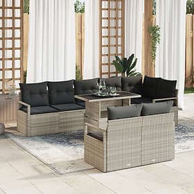 vidaXL Garden sofa set with cushion 9 pcs Light Grey 100 x 55 x 73 cm