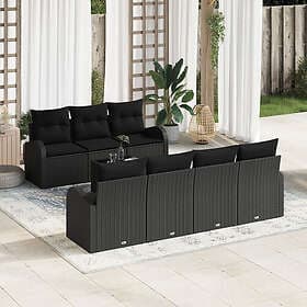 vidaXL Garden sofa set with cushion 8 pcs Black 55 x 55 x 37 cm