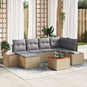 vidaXL Garden sofa set 7 pcs beige and light grey 264 x 154 x 85 cm