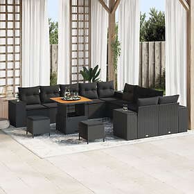 vidaXL Garden sofa set with cushion 13 pcs Black 80 x 80 x 71 cm