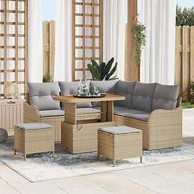 vidaXL Garden sofa set with cushion 8 pcs Beige, light gray 90 x 55 x 71 cm