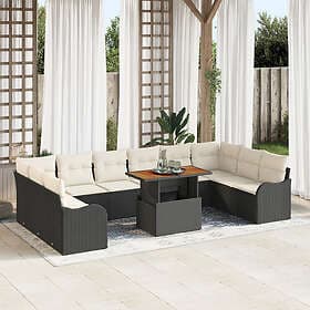 vidaXL Garden sofa set 11 pcs Black and cream white 100 x 55 x 73 cm