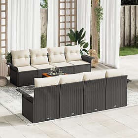 vidaXL Garden sofa set with cushion 7 pcs Black, Cream 55 x 55 x 37 cm