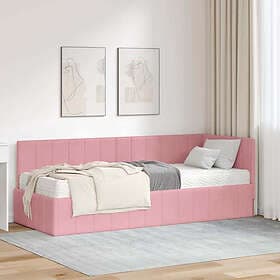 vidaXL Hörn Bed frame with mattress with headboard Pink 80x200cm Velvet