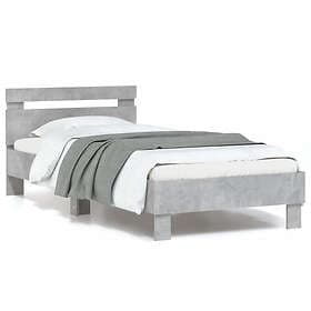 vidaXL Bed Frame with headboard and LEDs concrete grey 90x200 cm