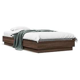 vidaXL Bed Frame with LEDs brown oak 75x190 cm