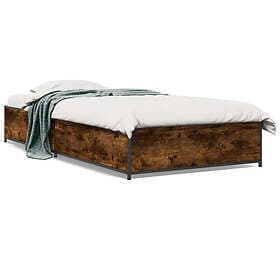 vidaXL Bed Frame smoked oak 75x190 cm engineered wood and metal