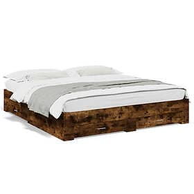 vidaXL Bed Frame with drawers smoked oak 180x200 cm engineered wood