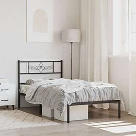 vidaXL Bed Frame with headboard metal black 100x190 cm