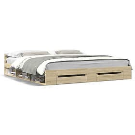 vidaXL Bed Frame with drawers sonoma oak 180x200 cm engineered wood